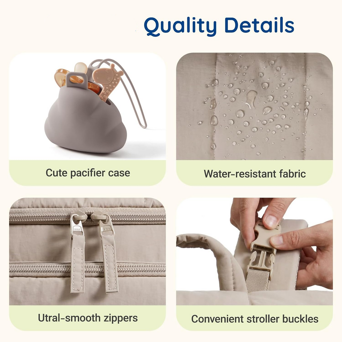 Diaper Backpack with Insulated Bottle Compartments and Stroller Clips