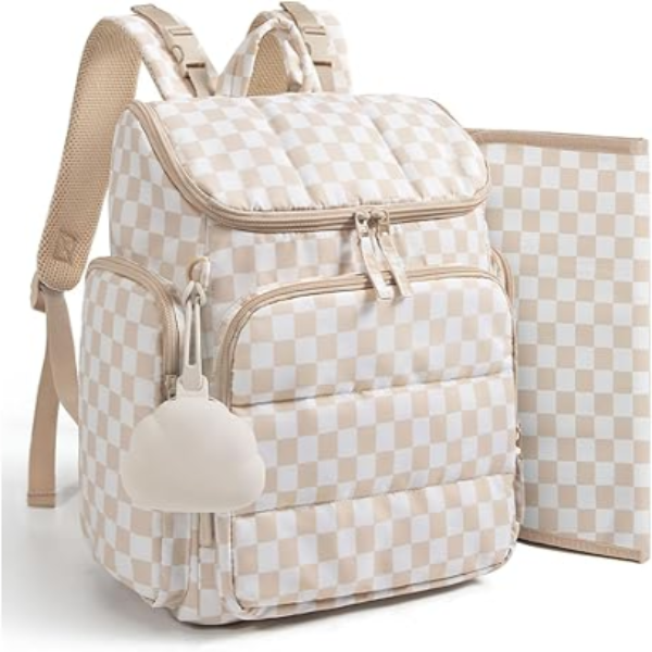 Diaper Backpack with Insulated Bottle Compartments and Stroller Clips