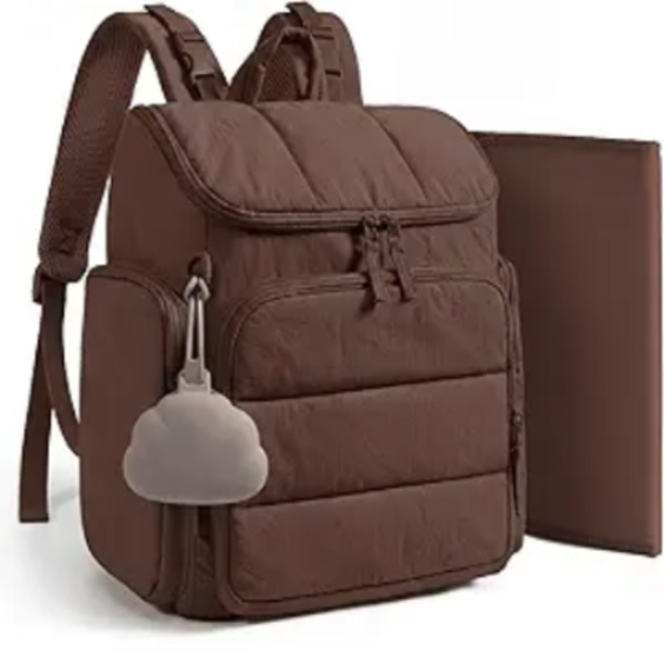 Diaper Backpack with Insulated Bottle Compartments and Stroller Clips