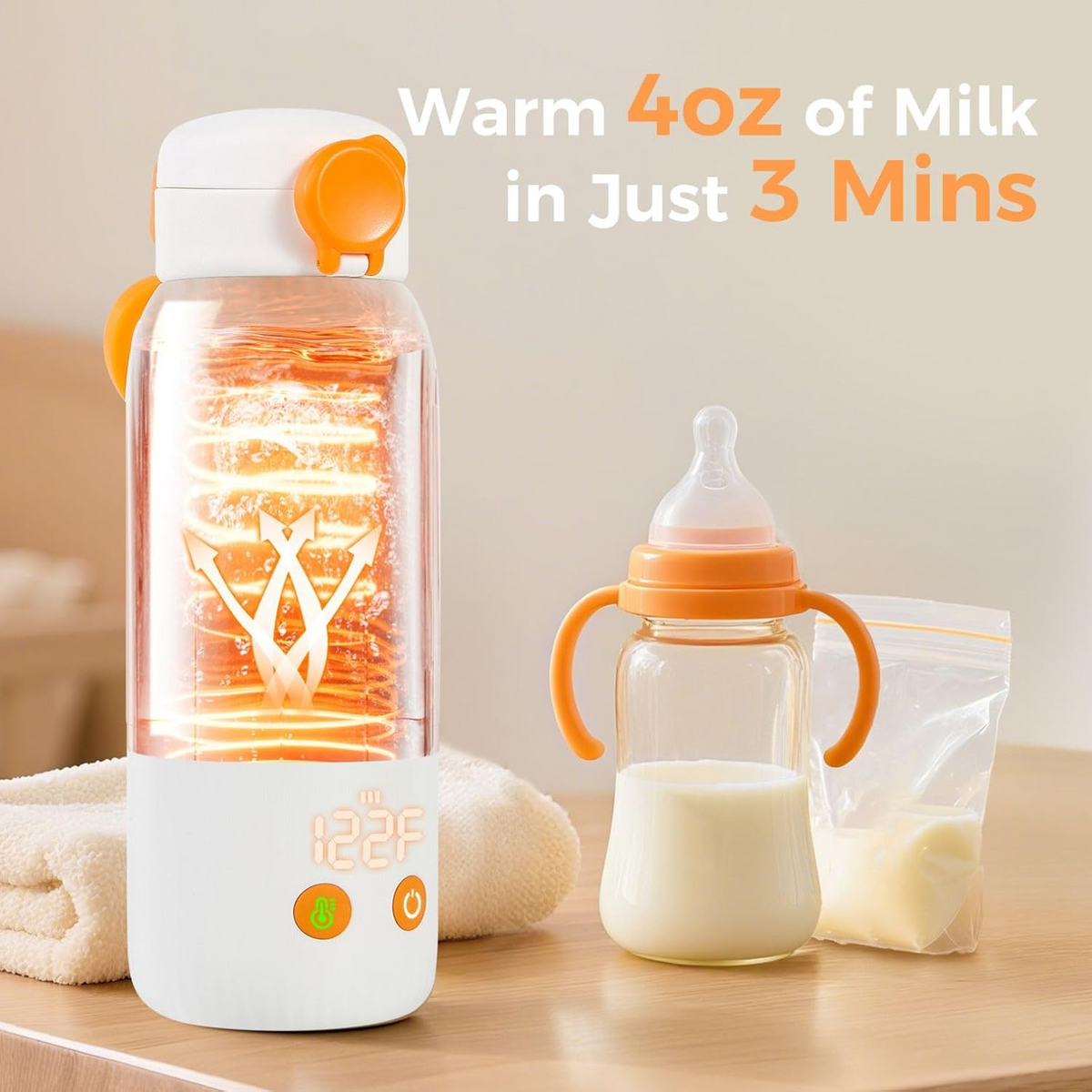 Auto Shutoff Car Bottle Heater with Long Cord for 8oz Bottles