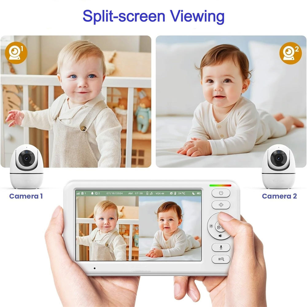 5-Inch HD Wireless Baby Monitor with Temperature Alerts, 1000ft Range