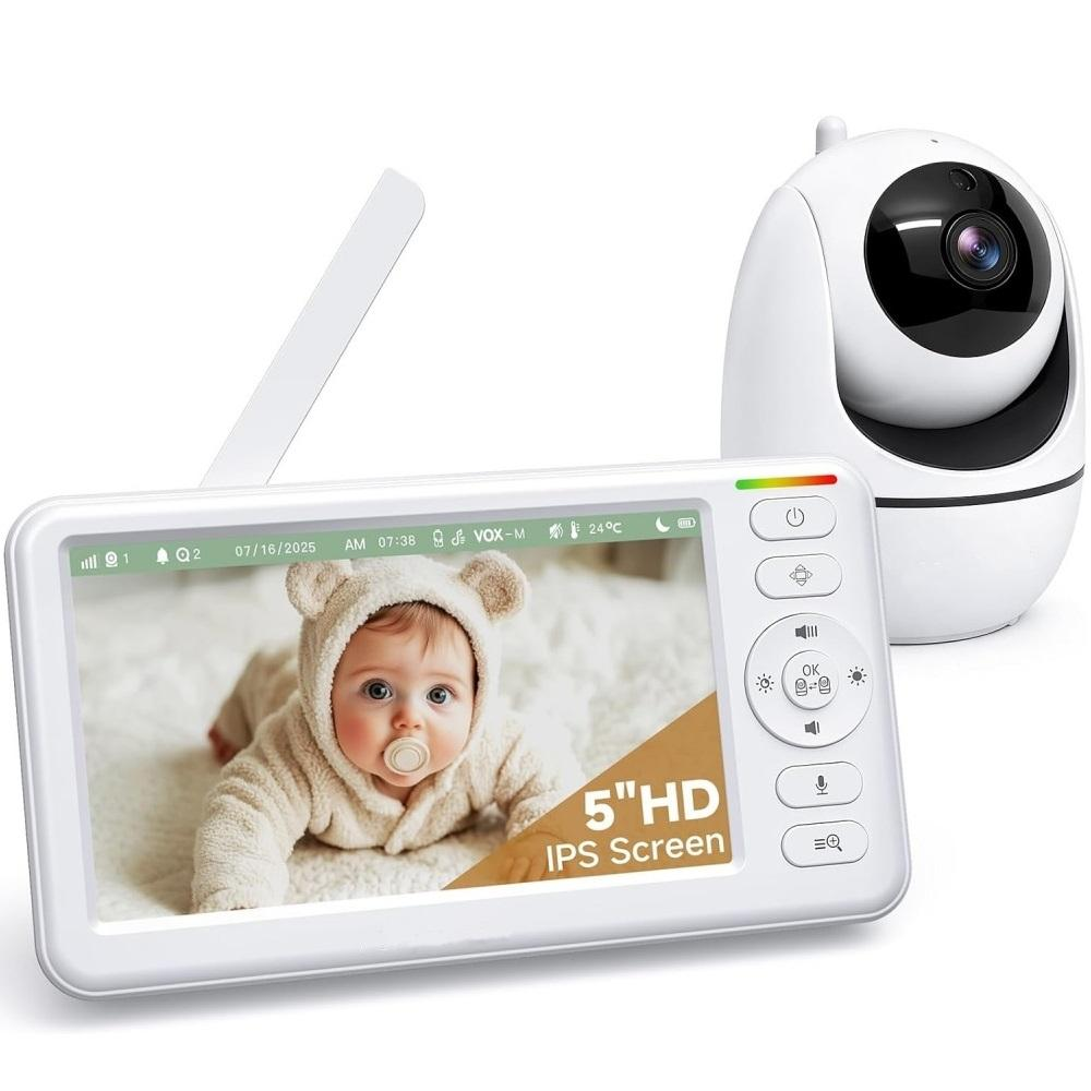5-Inch HD Wireless Baby Monitor with Temperature Alerts, 1000ft Range