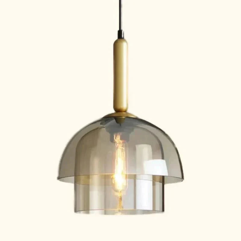 Double Glass Pendant Light with Gold Accents
