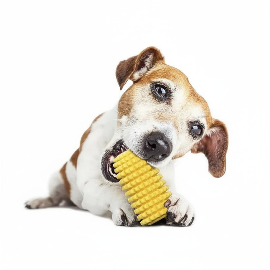 Durable Puppy Chew Toy in Corn Shape with Squeaky Feature