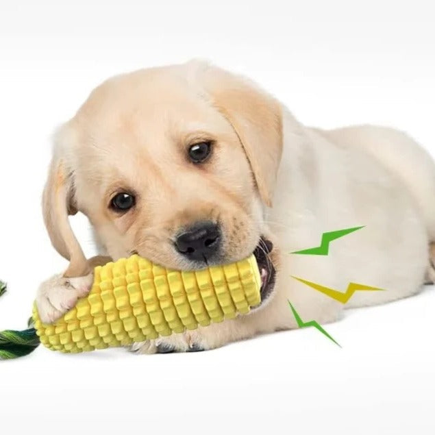 Durable Puppy Chew Toy in Corn Shape with Squeaky Feature