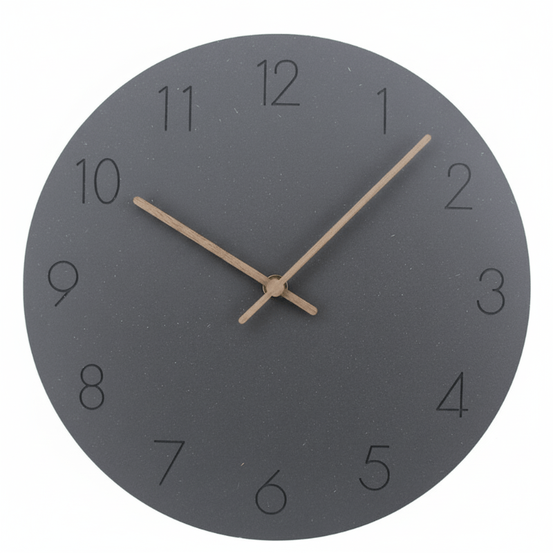 Scandinavian Style Wall Clock – MDF Frame with Walnut Clock Hands