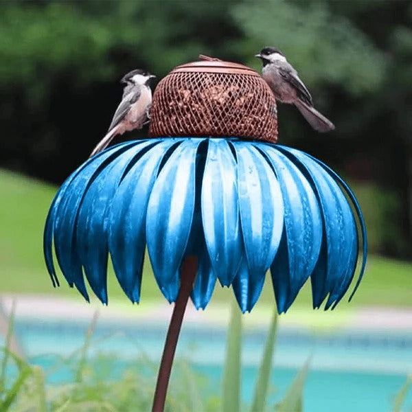 Metal Bird Feeder with Coneflower Design