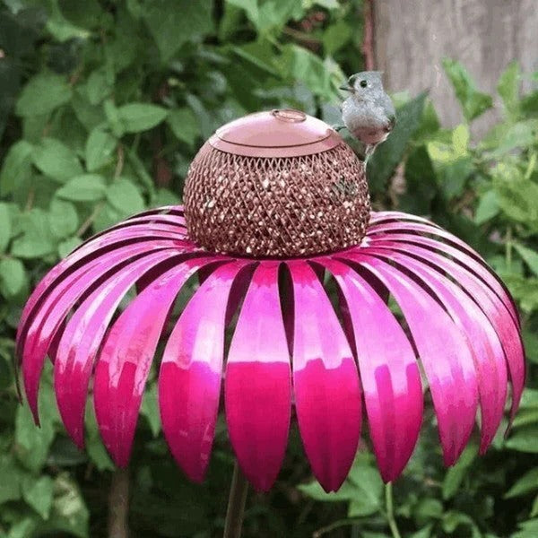 Metal Bird Feeder with Coneflower Design