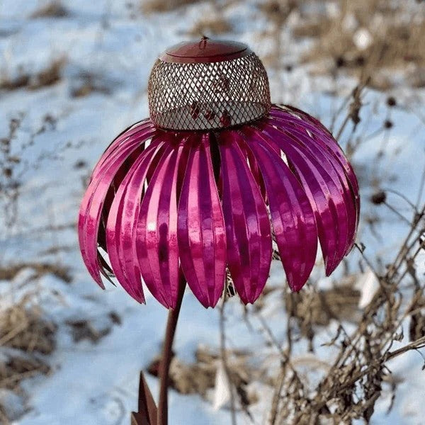 Metal Bird Feeder with Coneflower Design