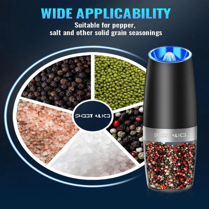 Set of 2 Electric Salt and Pepper Grinders with LED Light