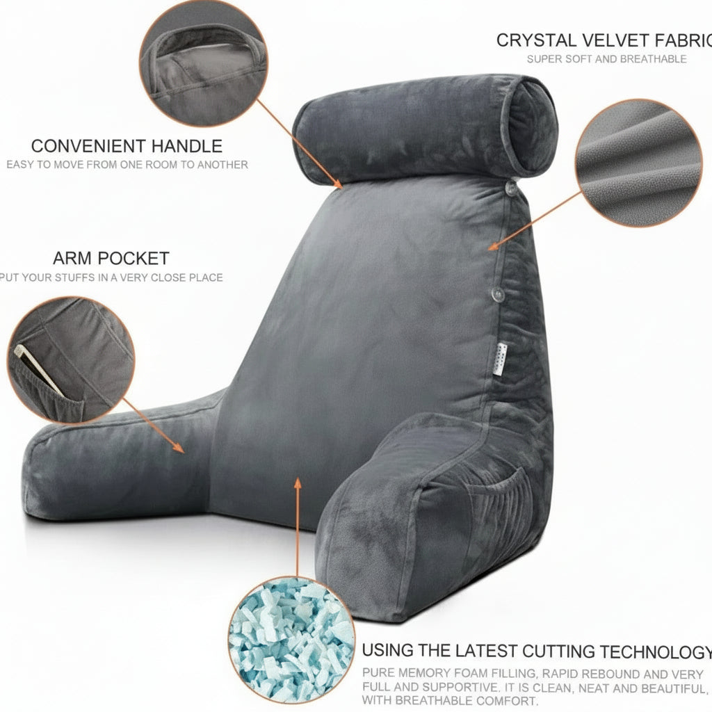 Reading Cushion with Arm Support – Bed Rest Pillow
