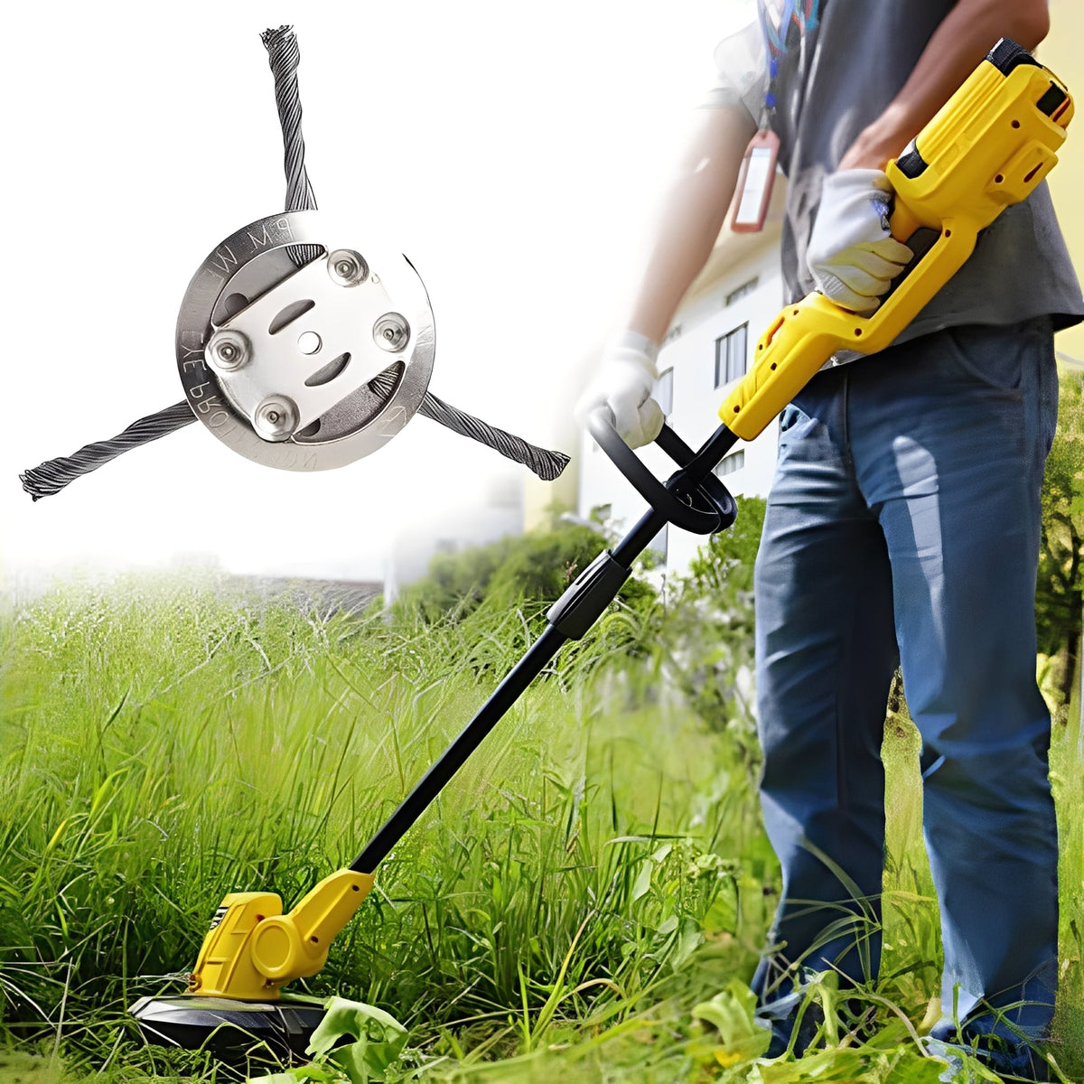 Steel Brush Attachment for Trimming Weeds with Lawn Mower
