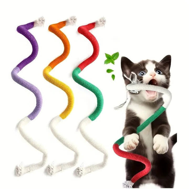 3-Pack Cat Chew Toys with Silvervine Balls and Rope