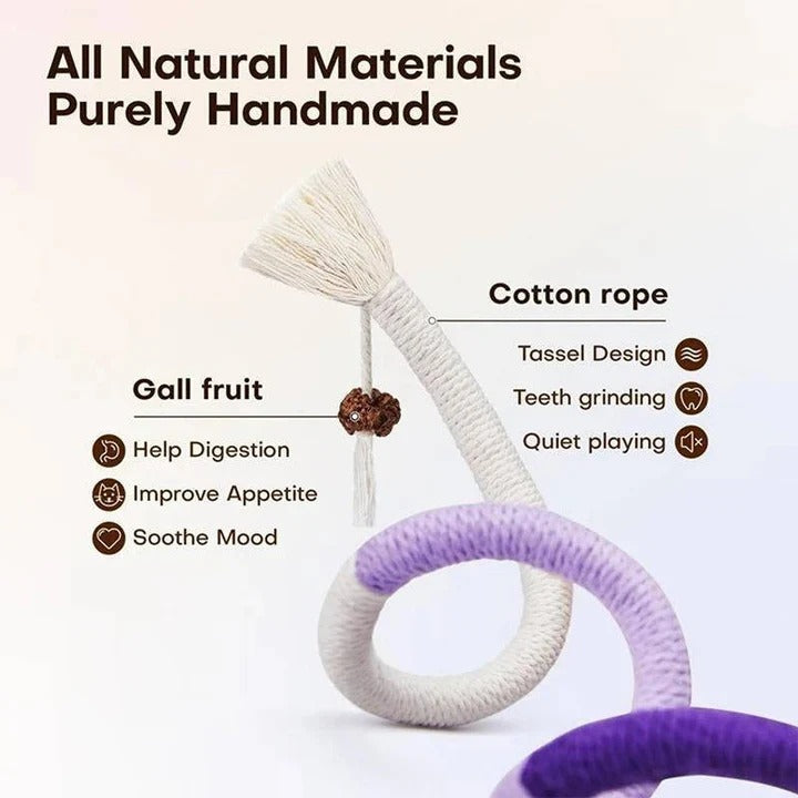 3-Pack Cat Chew Toys with Silvervine Balls and Rope