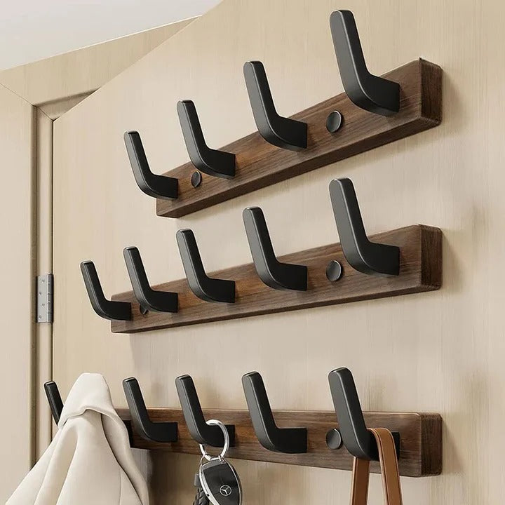 Wall-Mounted Coat Hook in Wood and Metal Design
