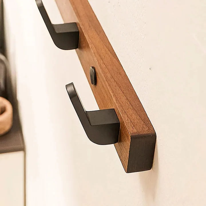Wall-Mounted Coat Hook in Wood and Metal Design