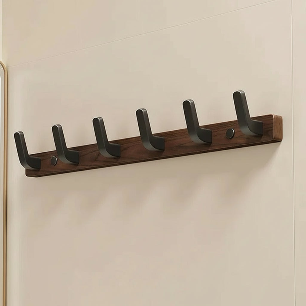 Wall-Mounted Coat Hook in Wood and Metal Design