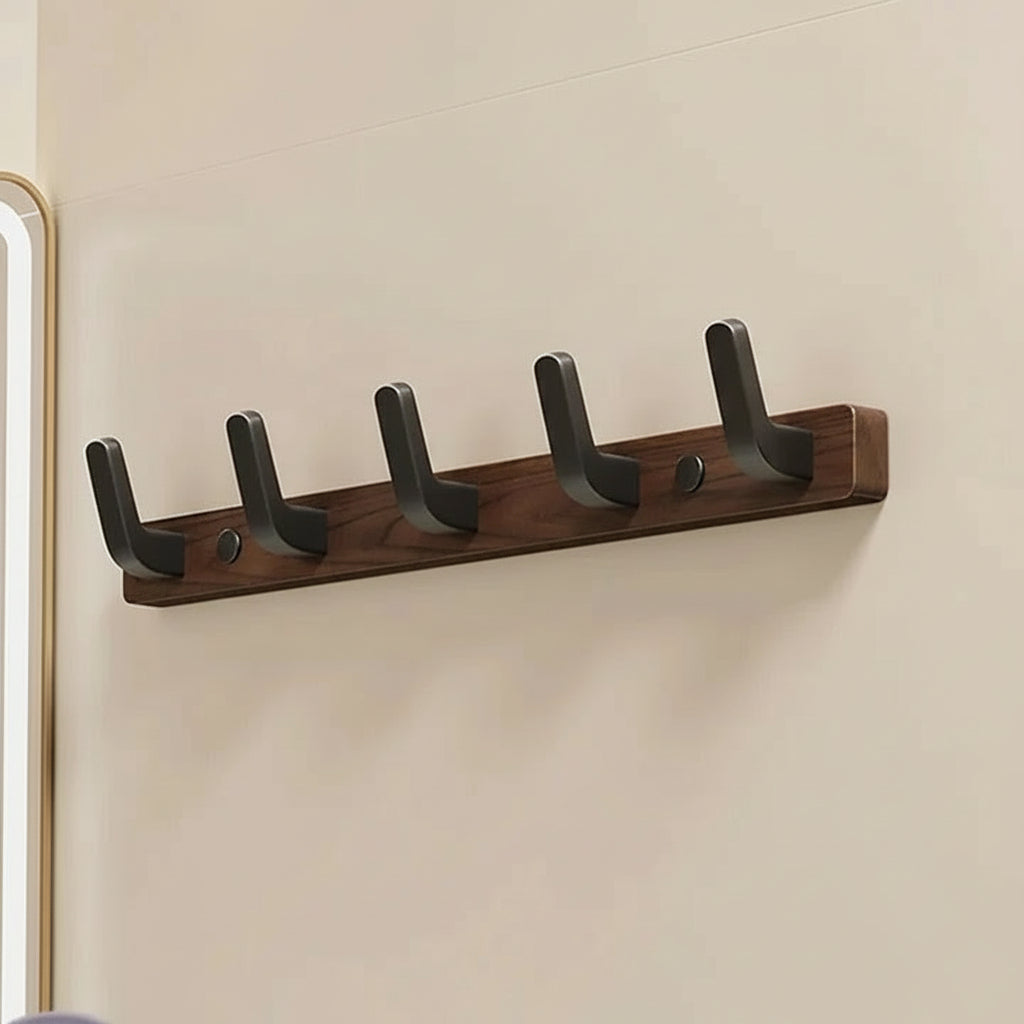 Wall-Mounted Coat Hook in Wood and Metal Design
