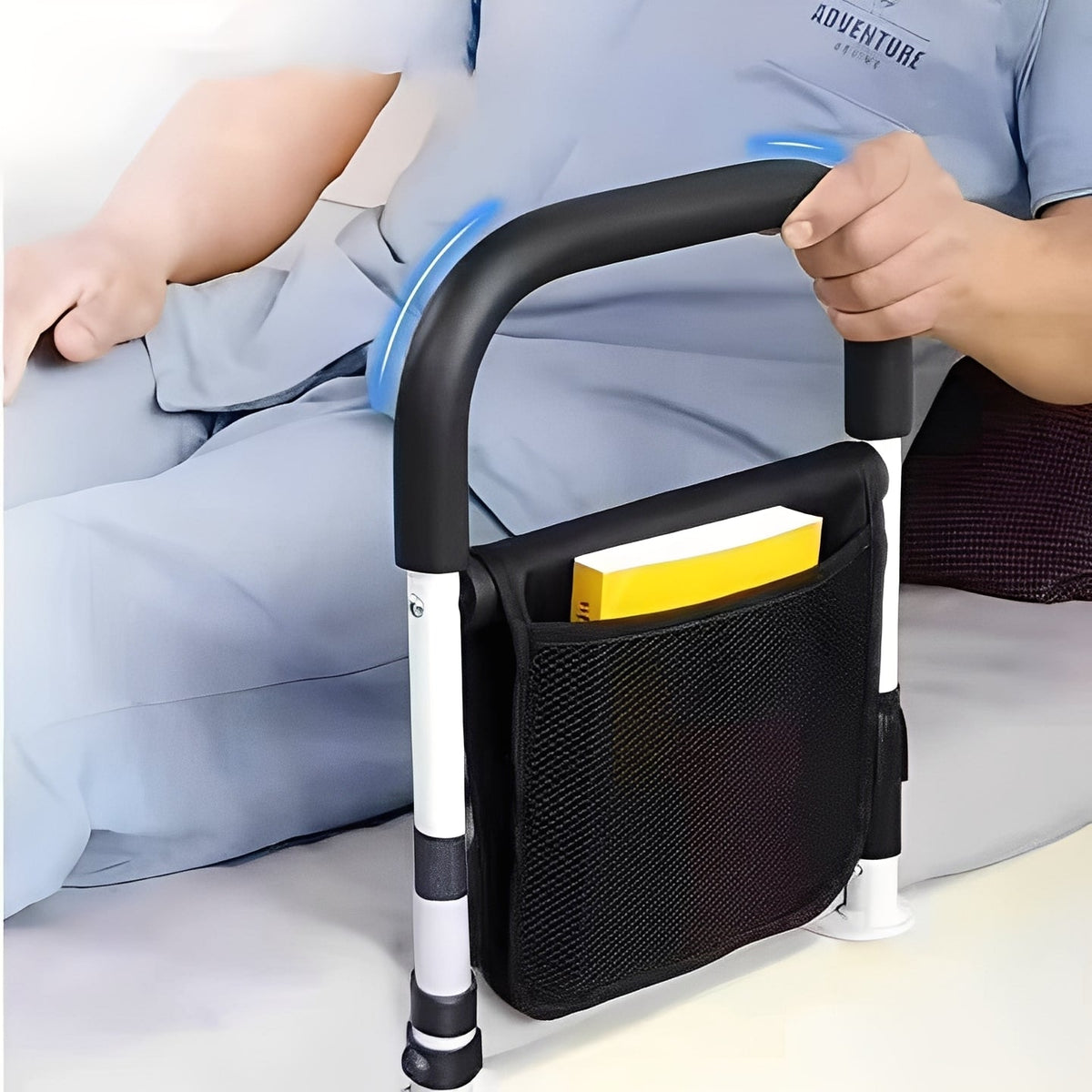 Bedside Support Rail with Adjustable Height for Easy Entry and Repositioning