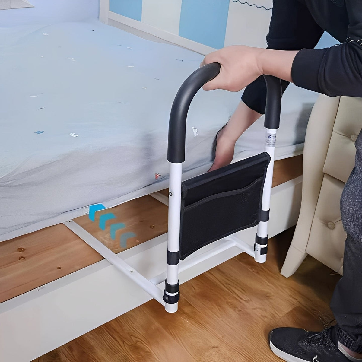 Bedside Support Rail with Adjustable Height for Easy Entry and Repositioning