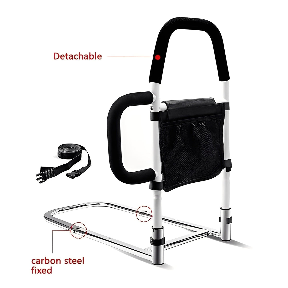 Bedside Support Rail with Adjustable Height for Easy Entry and Repositioning