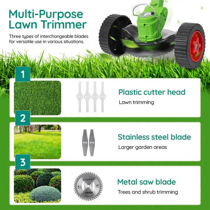 Adjustable Handle Cordless Electric Grass Cutter with Blades