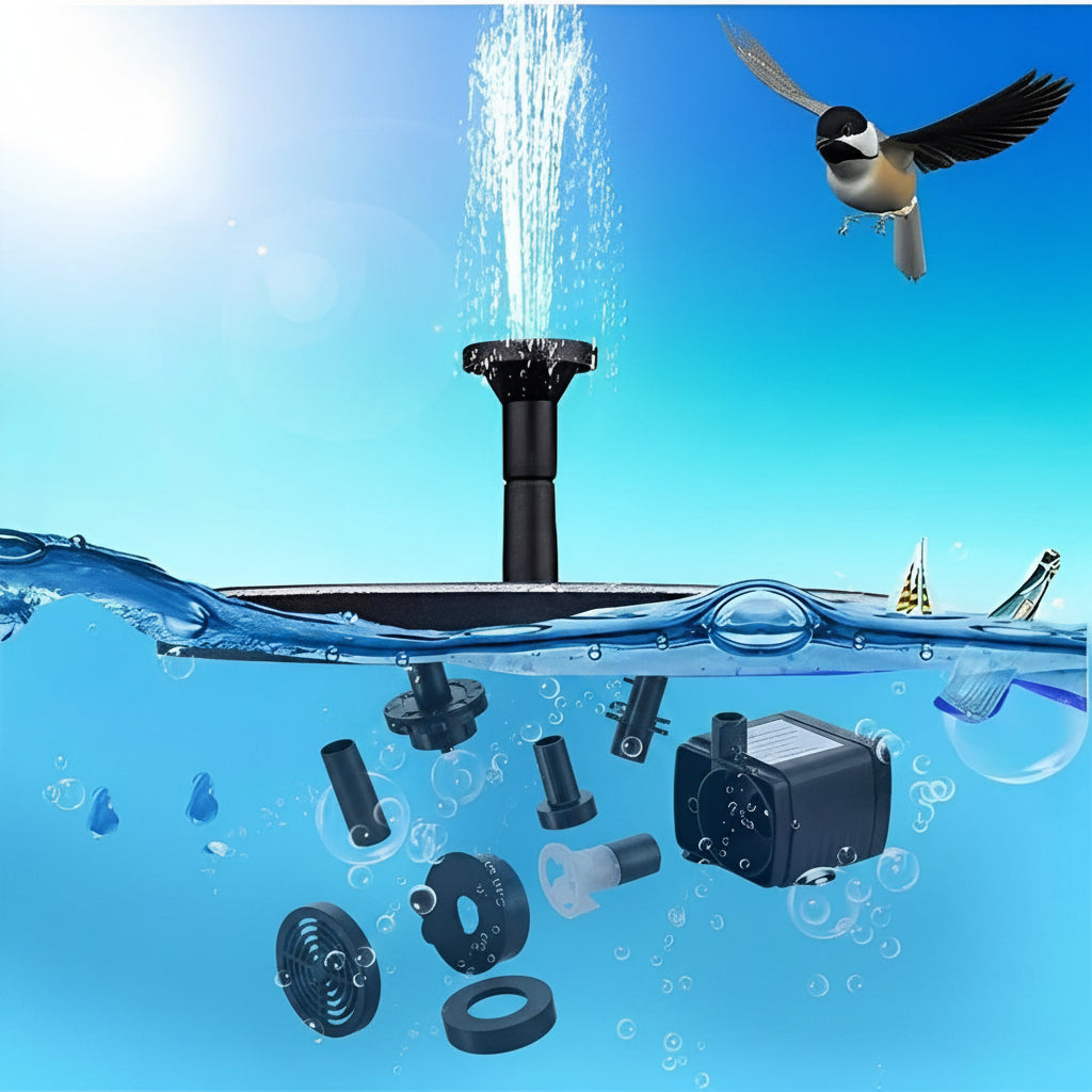 Solar-Powered Floating Fountain Pump with Various Spray Options for Ponds and Birdbaths