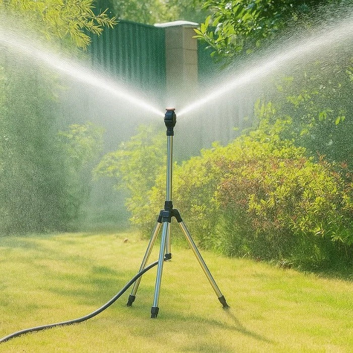 Yard Watering Sprinkler with Adjustable Tripod and Rotating Head