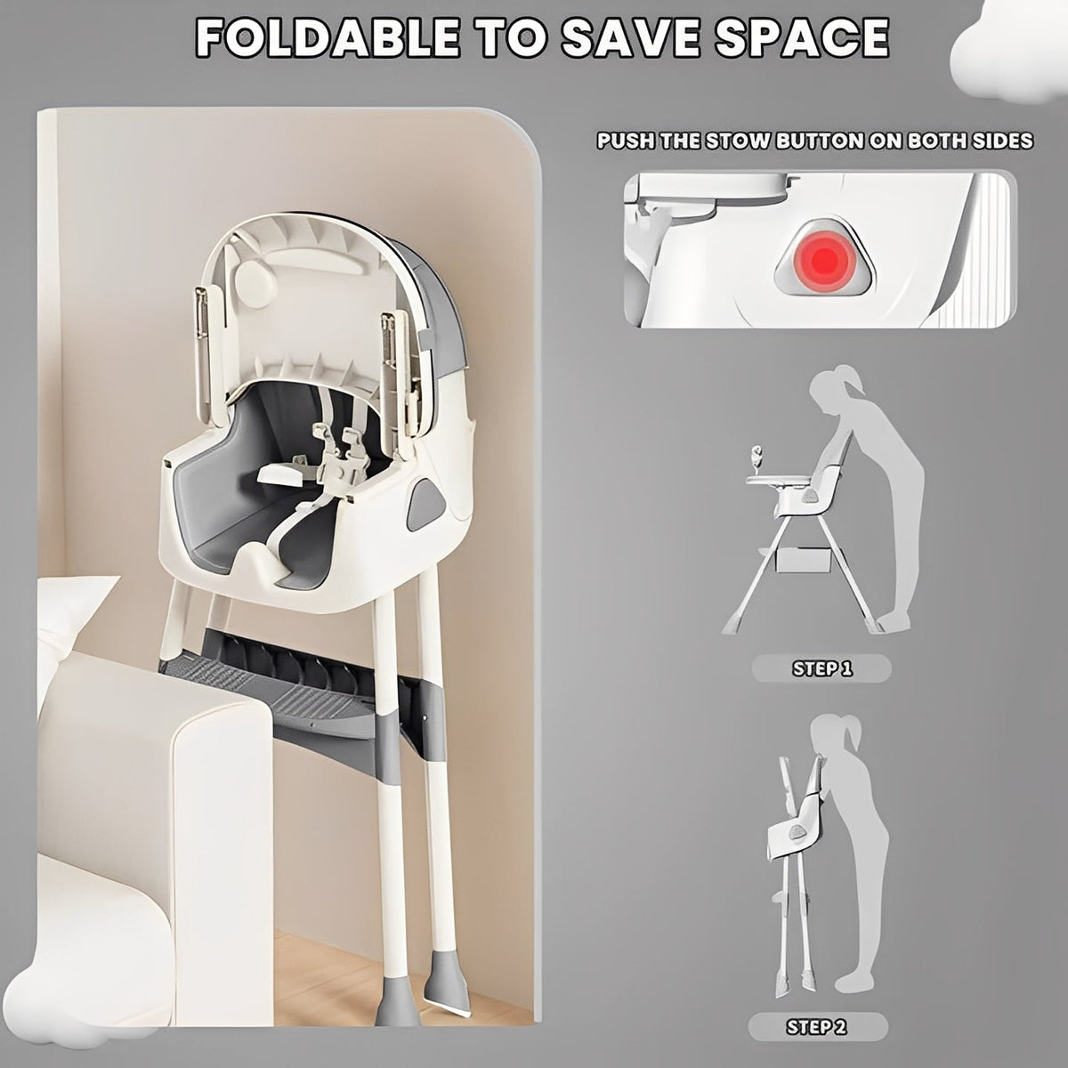 Stainless Steel Framed Foldable Chair for Infants