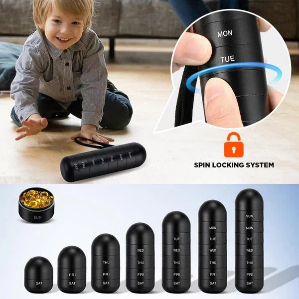 Pill Organizer with 7 Sections in Aluminum for Travel
