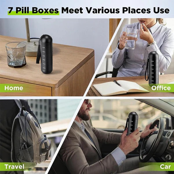 Pill Organizer with 7 Sections in Aluminum for Travel