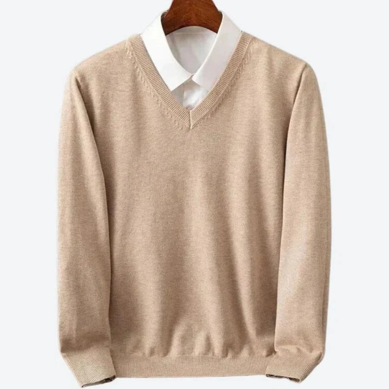 Men's V-Neck Pullover Cashmere Knit Sweater