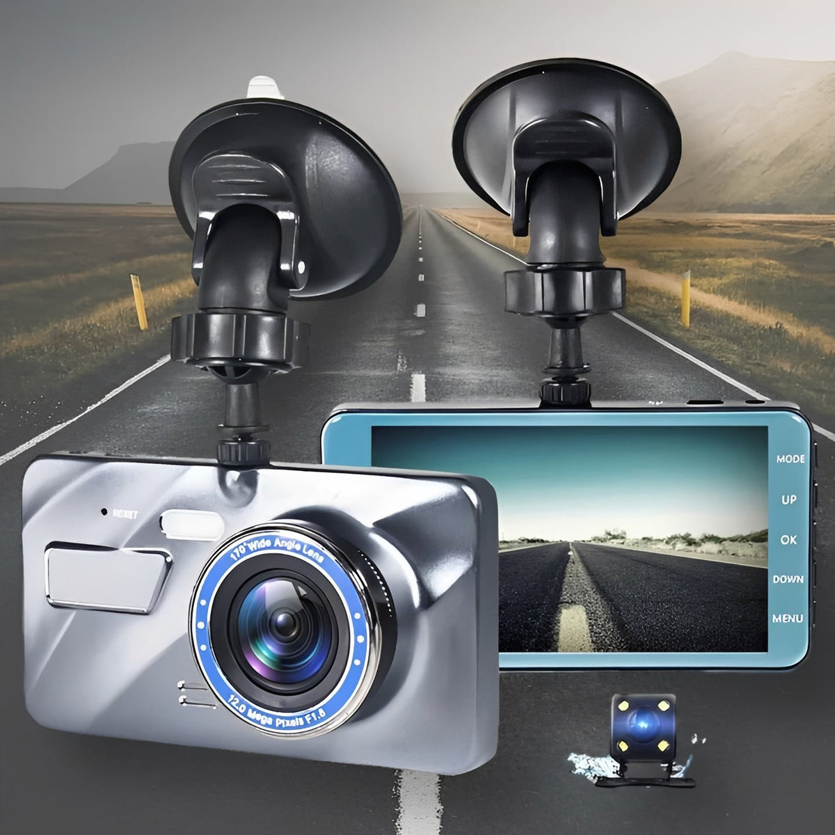 1080P Front and Rear Dash Cam with Dual Lens Recording
