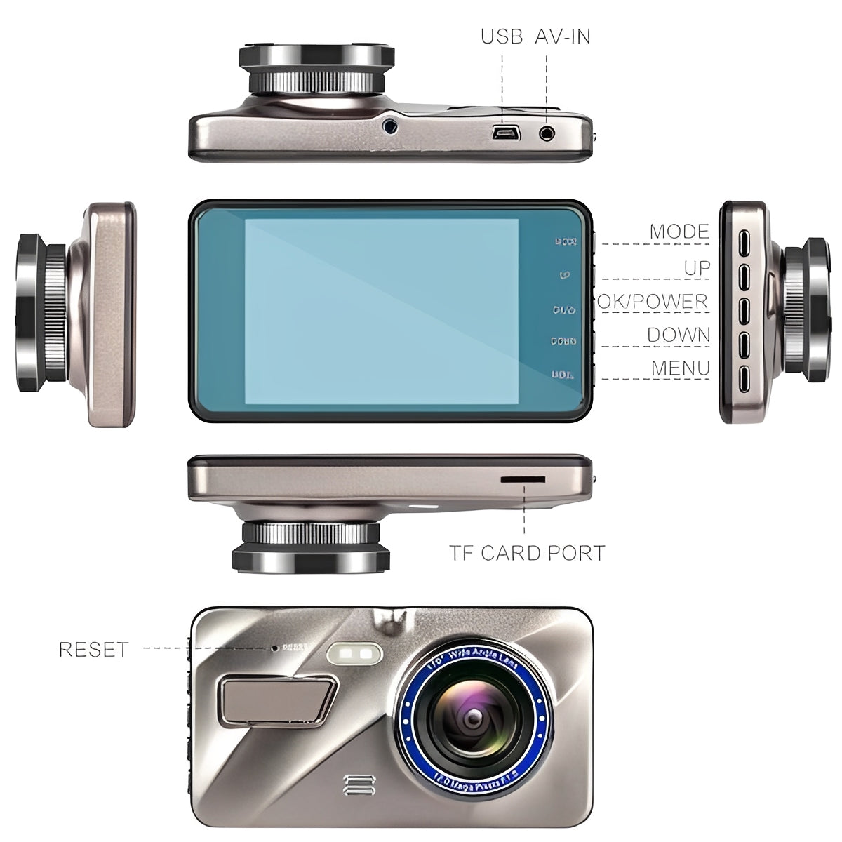 1080P Front and Rear Dash Cam with Dual Lens Recording