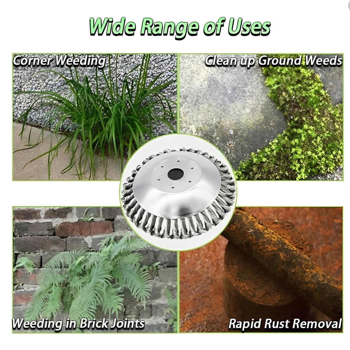 Weed Brush Head for Grass Cutting - Carbon Steel Trimmer Attachment