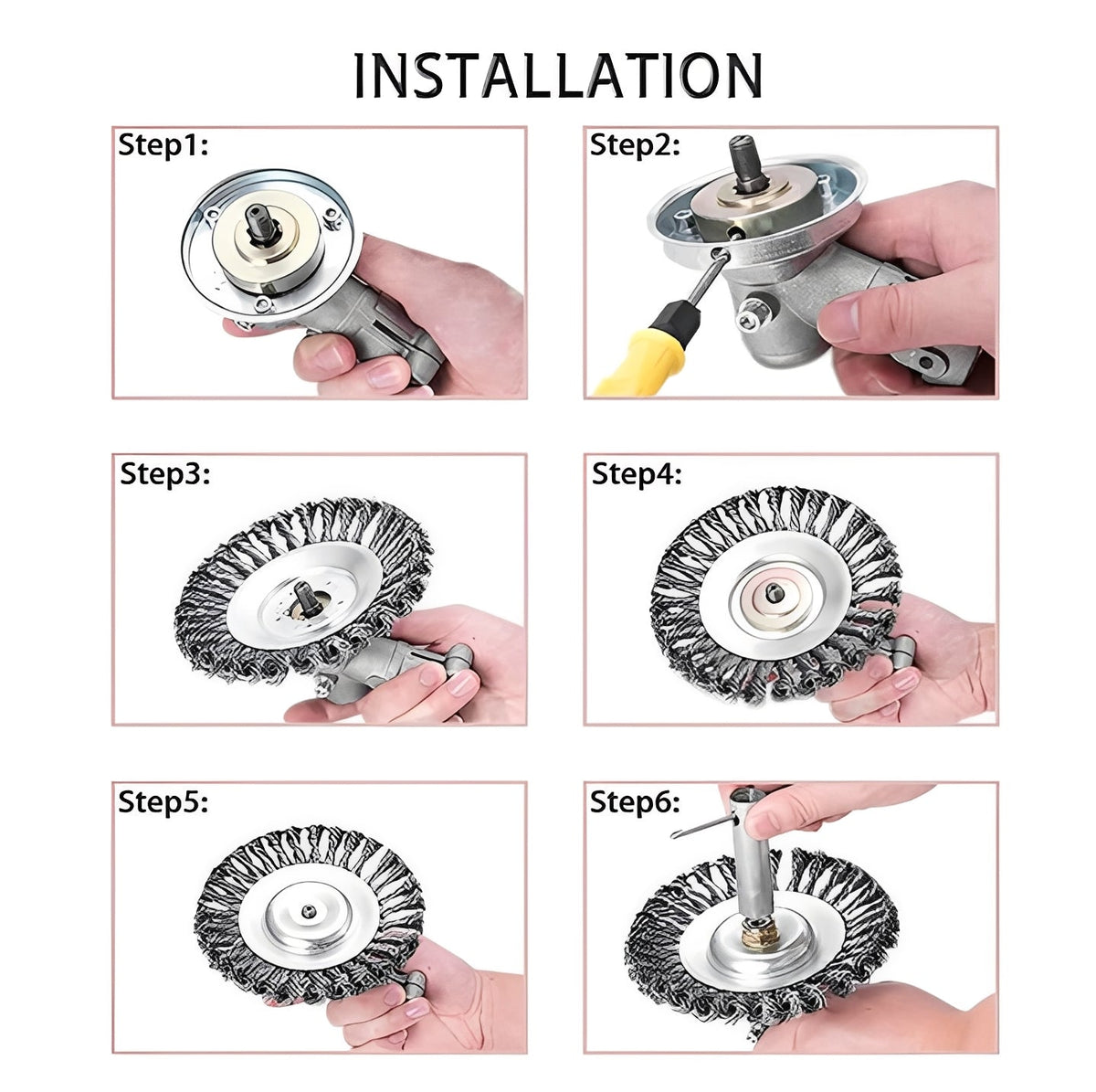 Weed Brush Head for Grass Cutting - Carbon Steel Trimmer Attachment