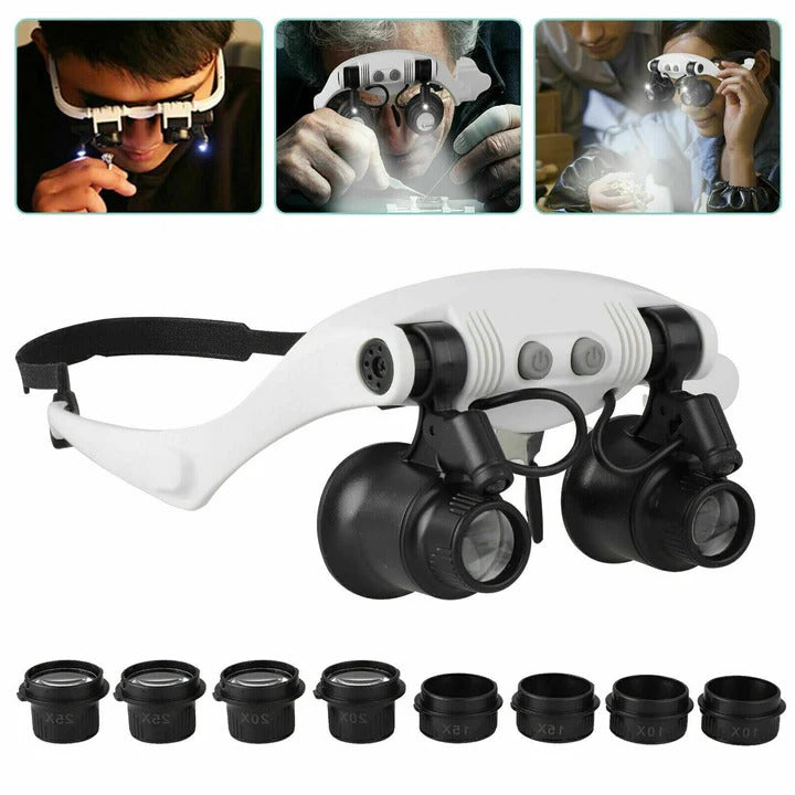 Headband Magnifying Glass with Changeable Lenses for Precision Tasks