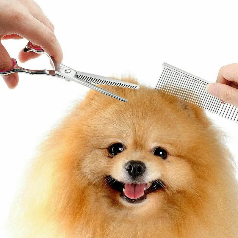 7-Inch Steel Bladed Dog Grooming Scissors Set with Safety Tips and Comfortable Handles