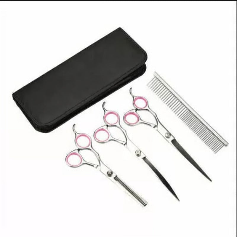 7-Inch Steel Bladed Dog Grooming Scissors Set with Safety Tips and Comfortable Handles
