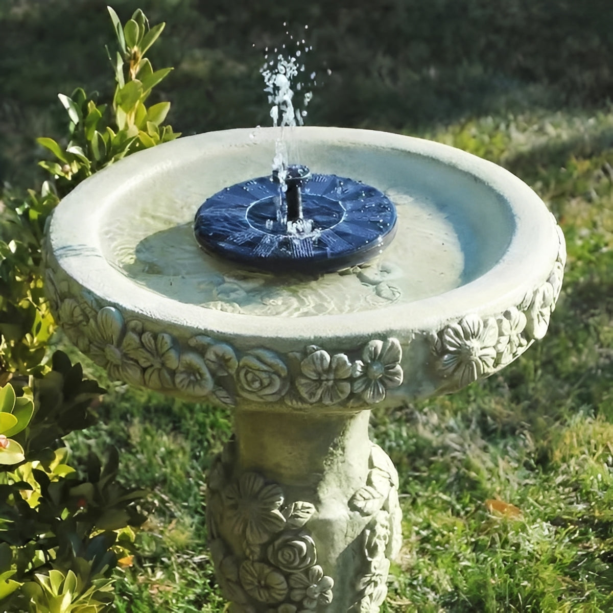 Solar-Powered Floating Fountain for Bird Baths and Ponds