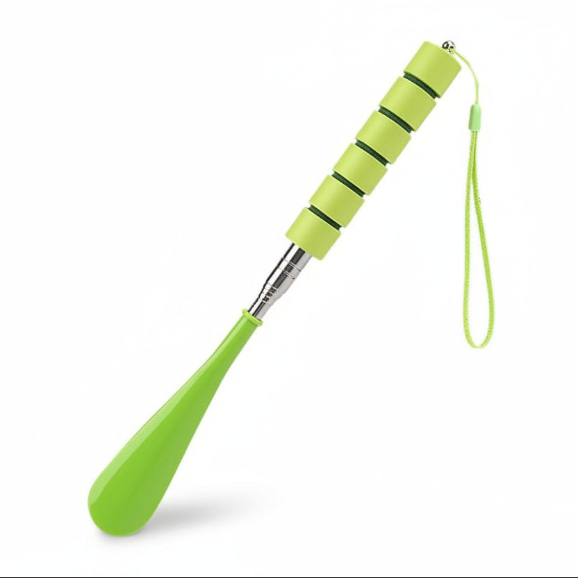 Adjustable Length Stainless Steel Shoe Horn with Reinforced Base and Grip