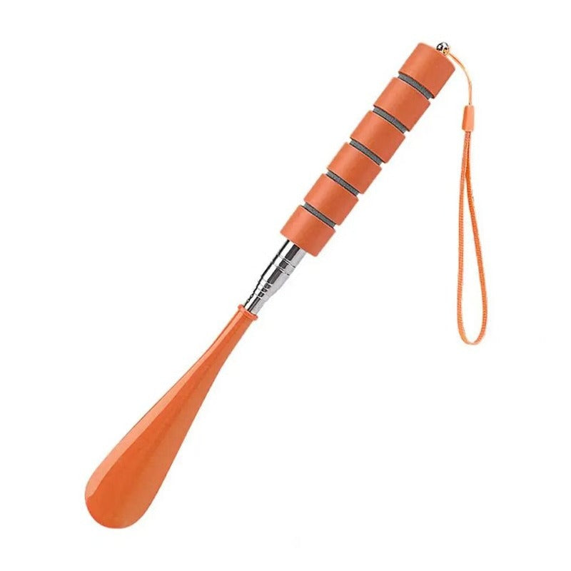 Adjustable Length Stainless Steel Shoe Horn with Reinforced Base and Grip