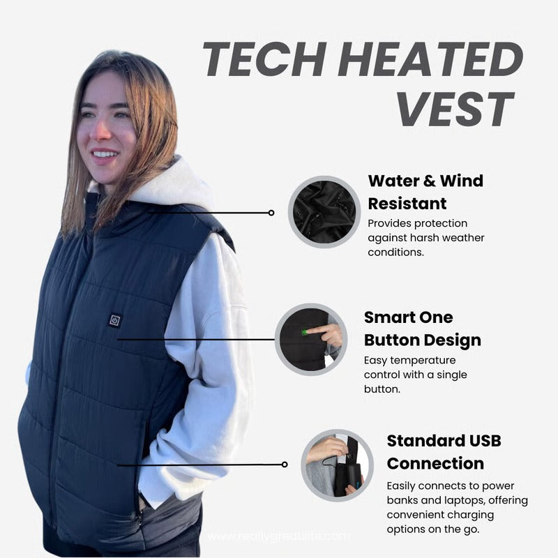 Breathable Mesh Lined Heated Jacket with Three Temperature Settings