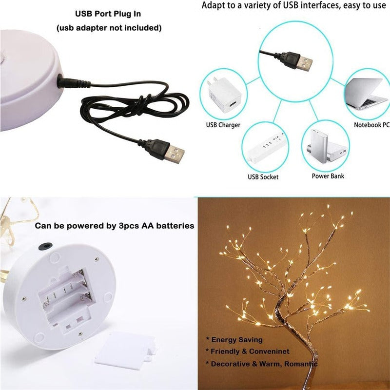 Table Lamp with Warm White LED Light - Spirit Tree Design