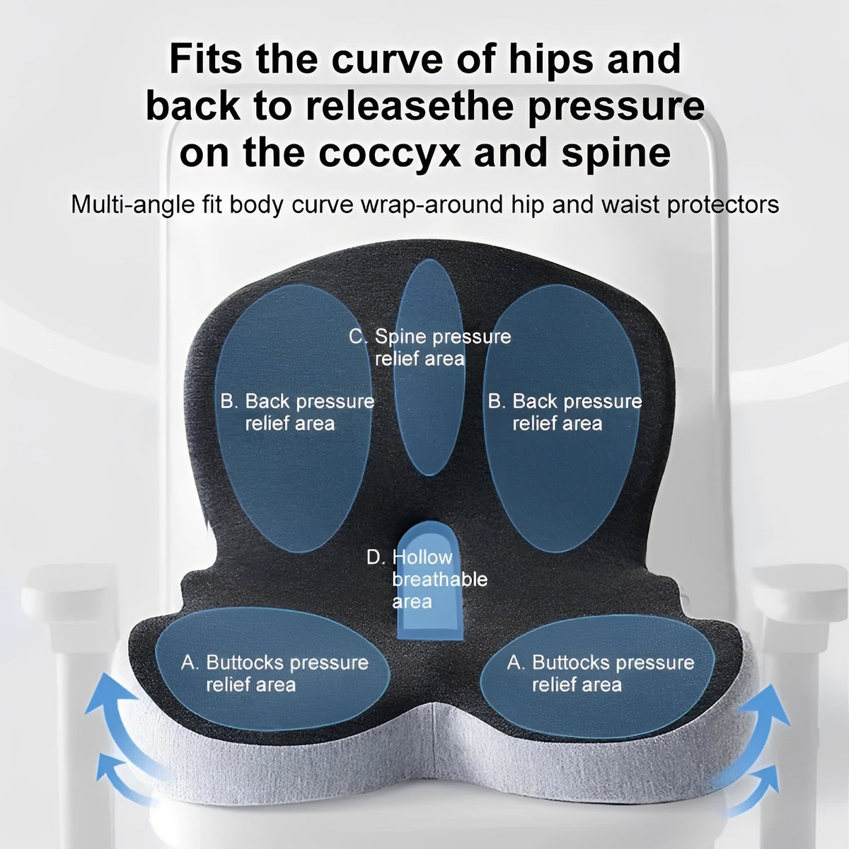 Lumbar Support Seat Cushion Made of Memory Foam