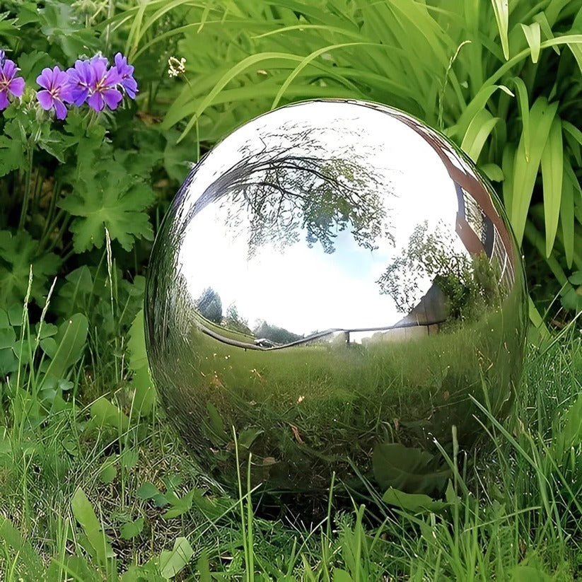 Garden and Patio Decorative Gazing Globes in Stainless Steel