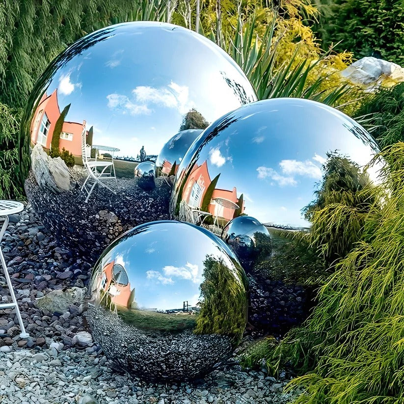 Garden and Patio Decorative Gazing Globes in Stainless Steel