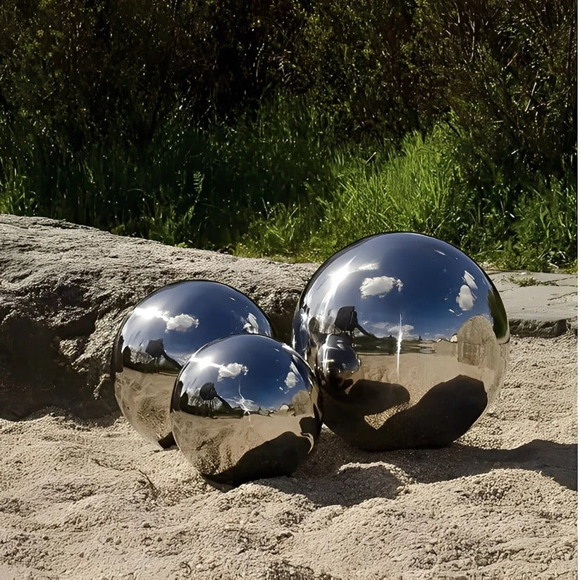 Garden and Patio Decorative Gazing Globes in Stainless Steel