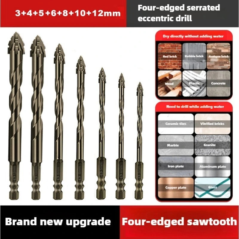 Four-Edge Serrated Heavy Duty Eccentric Bit for Dry Drilling