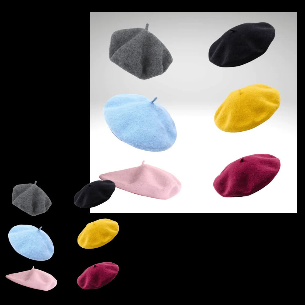 Wool Beret Hat for Women and Girls with Comfortable Elastic Band